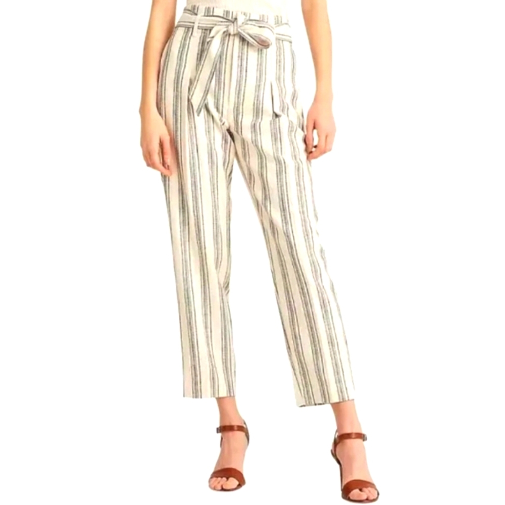 Ralph Lauren Blue and White Plaeted Cropped Pants